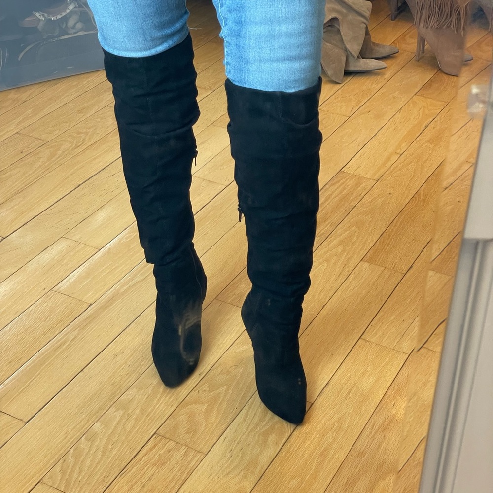 Black Suede over-the-Knee Boots